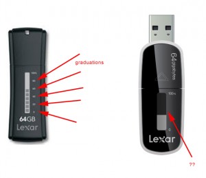 Le modèle JumpDrive Secure II a des graduations, la Echo MX non